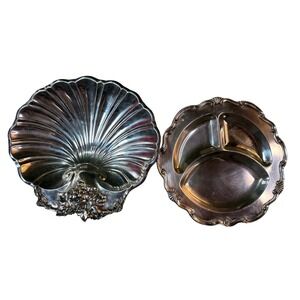 Sheridan Silverplate Shell Bowl Relish Tray Set Reed & Barton Vintage Ornate